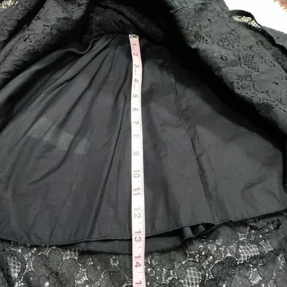 Pho Firenze M Black Lace Ruffle Maxi Dress With Open Back Embellished Straps - Picture 16 of 16